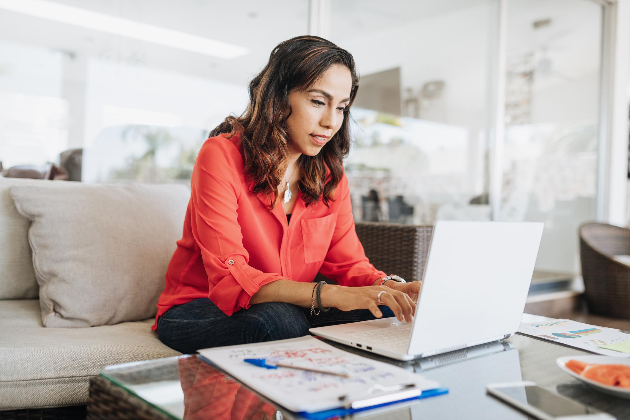 A lady using laptop